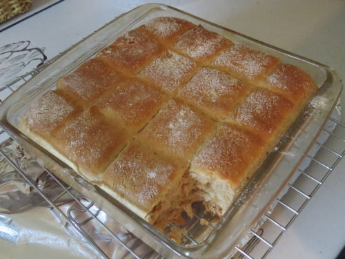 pan of whole wheat rolls