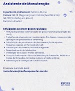 Vaga de Assistente de Manutenção em Recife/PE