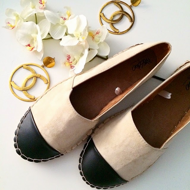 Chanel Espadrille look a likes, Target shoes, Target Espadrilles, Chanel Gold CC Earrings, 