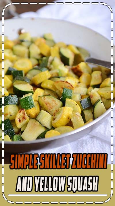 This skillet zucchini and yellow squash is delicious, healthy, and bound to become a summer side dish staple. #zucchini #yellowsquash #healthy #garden #sidedish #melskitchencafe