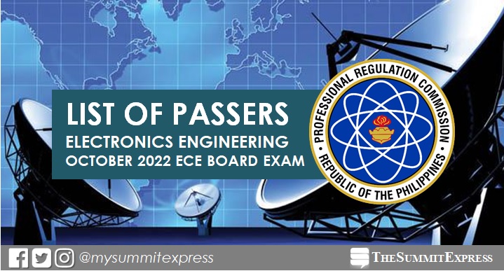 FULL RESULTS: October 2022 Electronics Engineer ECE board exam list of passers, top 10