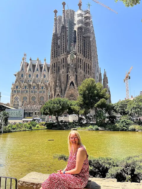 view of Basilica De La Sagrada Família taken from Plaça de Gaudi