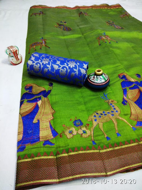  Tussar Embroidery Saree