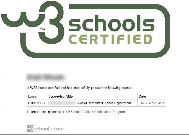 Certificaciones online de W3schools