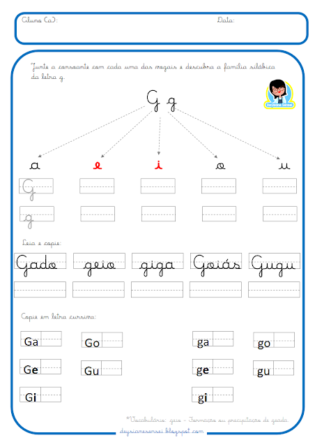 ga ge gi go gu para imprimir Explore o mundo da escrita cursiva com nossa série de atividades atualizadas sobre a família silábica de B a Z. Perfeitas para impressão, essas atividades são ideais para uso em casa ou na escola, proporcionando uma prática envolvente e educativa para as crianças em idade pré-escolar.  Descubra a beleza da escrita cursiva com nossas atividades atualizadas sobre a família silábica de B a Z. Projetadas para imprimir, essas tarefinhas são uma maneira divertida e eficaz de ajudar as crianças a dominarem a escrita cursiva enquanto exploram as letras do alfabeto.