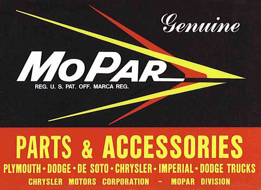 a MoPar car parts & accessories logo in color, jet age