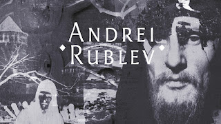 cartaz com face e nome de Andrei Rublev