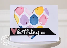 Sunny Studio Stamps: Birthday Balloons Window Front Balloon Cascade Card by Nancy Damiano