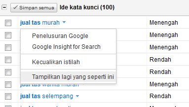 Gambar 4: Menambah variasi kata kunci yang diriset