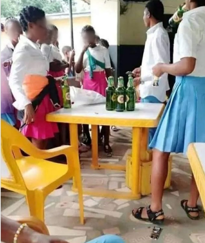Leaders of Tomorrow - Secondary School Students Celebrates  Just Concluded WAEC  in Beer Parlour (Photos) 