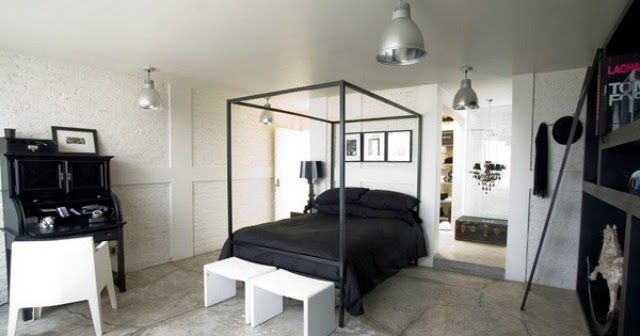 Desain kamar tidur hitam putih - desain gambar furniture 