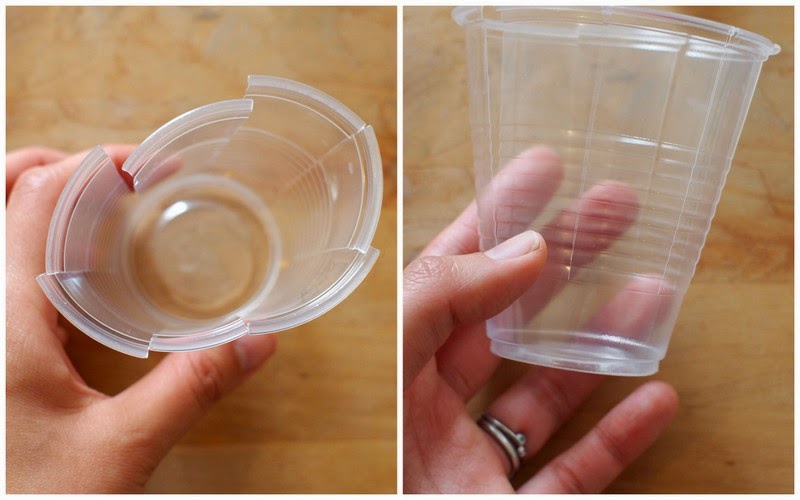 cut plastic cup for cup weaving