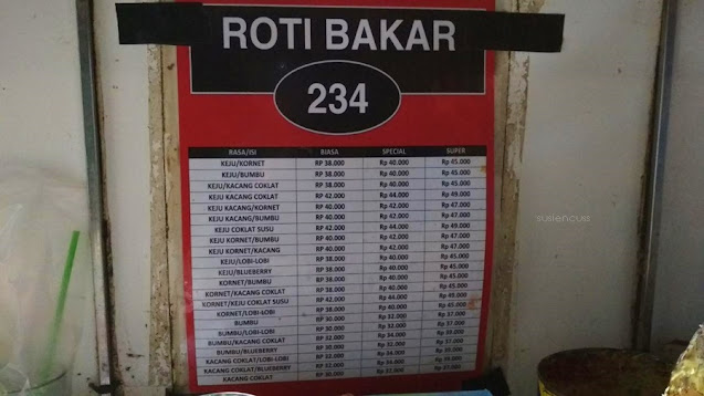 pricelist menu roti