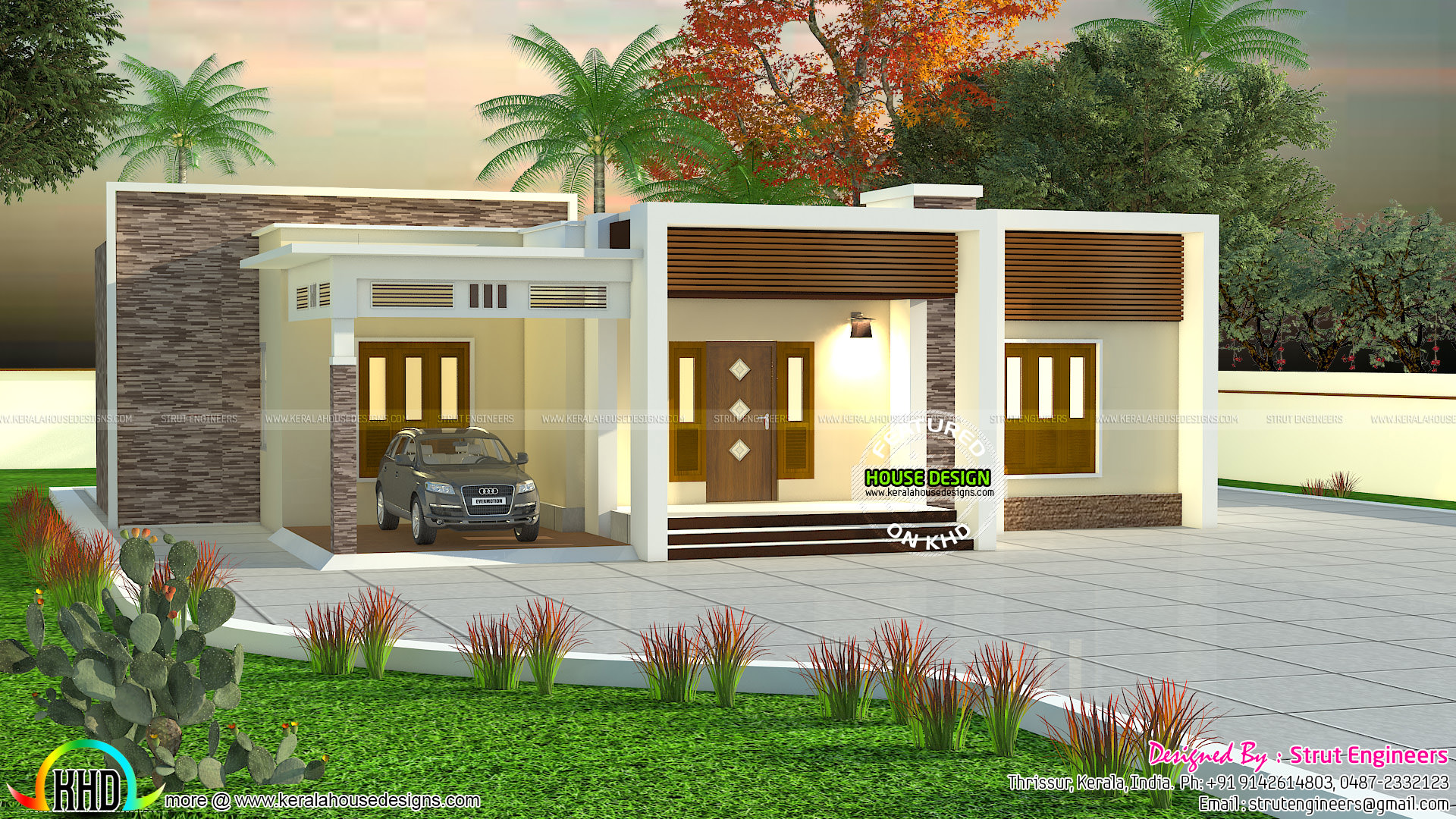  900  sq  ft  2 BHK flat roof house  Kerala home  design and 