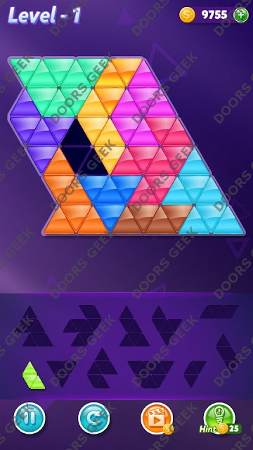 Block! Triangle Puzzle Grandmaster Level 1 Solution, Cheats, Walkthrough for Android, iPhone, iPad and iPod