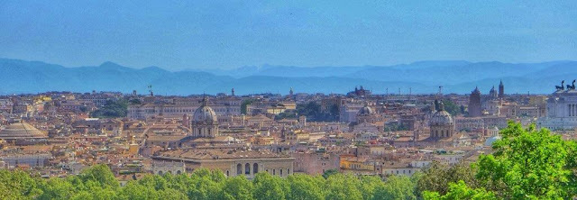 Vistas desde lo alto del Monte Gianicolo en Roma