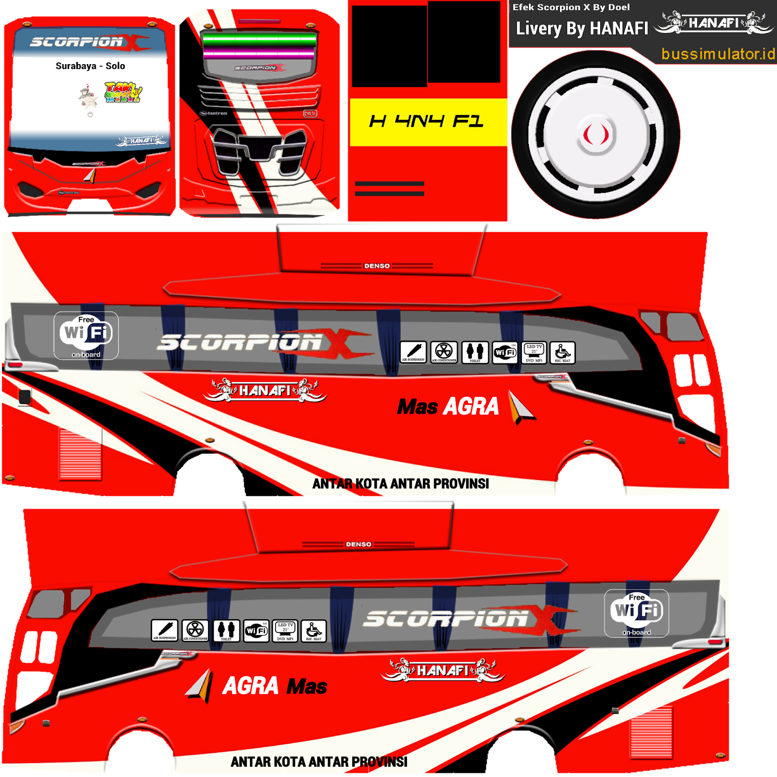 Kumpulan Mentahan dan Stiker  Livery Bus  Simulator Indonesia