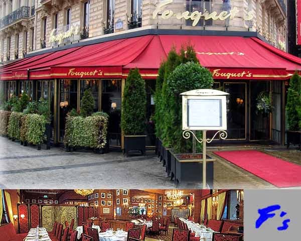 Mosaïque avec des photos du Fouquet's restaurant Paris