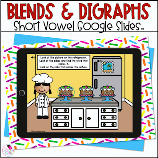 Use these Short Vowels Blends and Digraphs Google Slides digital phonics activities in your classroom this year for fun phonics practice your students will love.