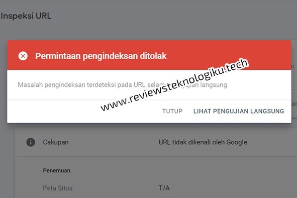 permintaan pengindeksan ditolak di google search console