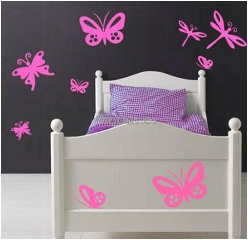 BUTTERFLY VINYLS FOR BEDROOMS - IDEAS TO DECORATE A GIRLS BEDROOM WITH BUTTERFLIES