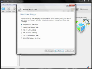 pilih VDI (VirtualBox Disk Image)