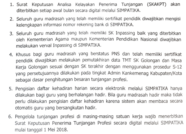 Surat Pemutakhiran Data Guru Madrasah Di Simpatika Tahun 2018