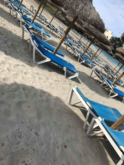 sunbeds on the beach in Majorca 