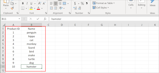 أعمدة وصفوف Excel