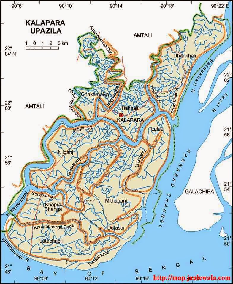 kalapara upazila map of bangladesh