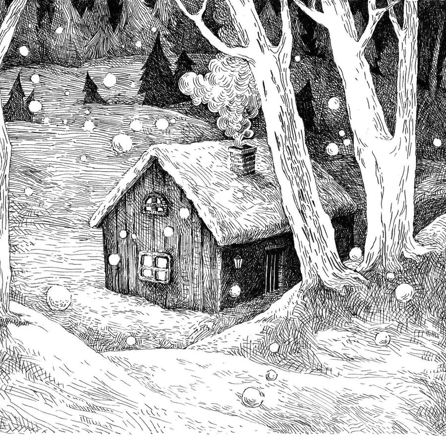 05-Tiny-house-in-the-snow-architecture-Drawings-Asmik-Babaian-www-designstack-co