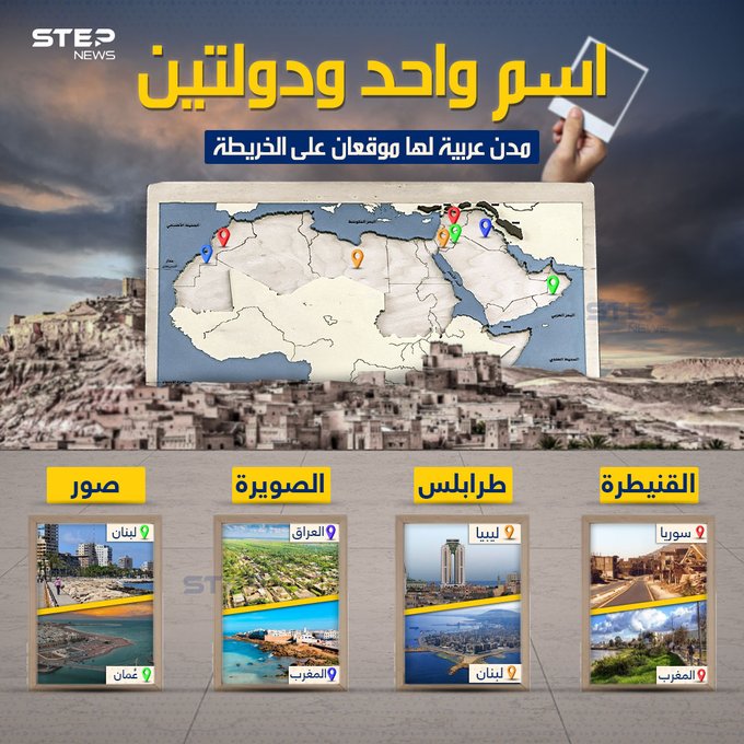 هل تعرف مدناً عربية تشترك بالاسم وتختلف في الجغرافيا ؟
