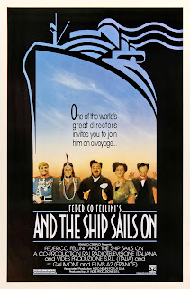 AND THE SHIP SAILS ON. Cartel One Sheet: 69 x 104 cms. Estados Unidos. Y LA NAVE VA. E la nave va. 1983. Italia, Francia. Dirección: Federico Fellini. Reparto: Freddie Jones, Barbara Jefford, Victor Poletti, Norma West, Peter Collier, Fiorenzo Serra, Sarah Jane Varley.