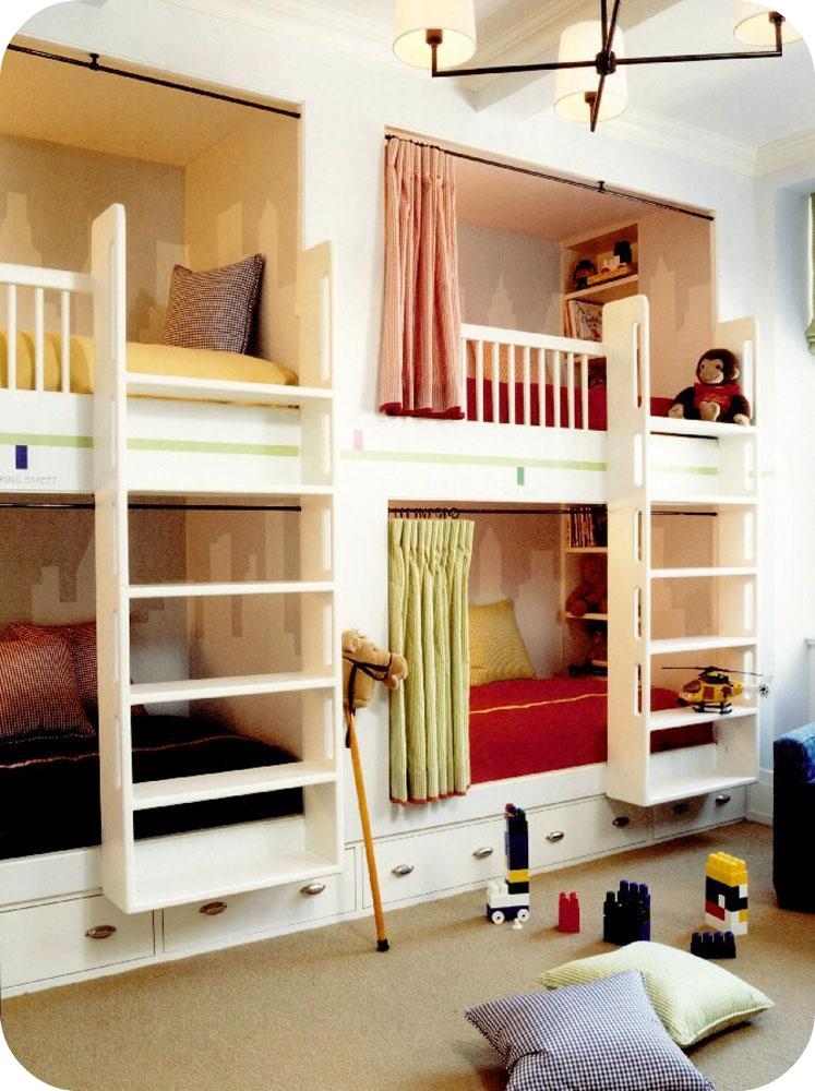 Built in Bunk Beds with Curtains