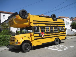 funny school bus photos upside down