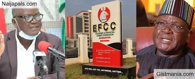 EFCC has arrested Ortom, the former governor of Benuwe.