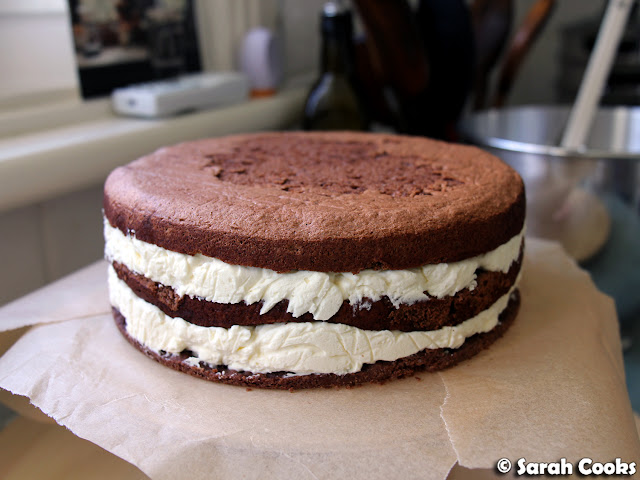 Black Forest Cake, ready for decorating