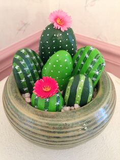 painted rock cactus pattern for home decor