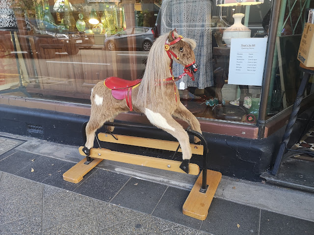 Vintage rocking horse outside of That's So Mi Store in Newtown. Photography by Rachel Hancock