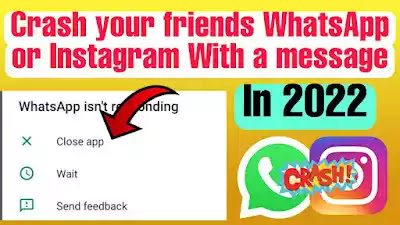 How to crash someone's Instagram or Whatsapp with a single message in 2023 | whatsapp Instagram hang code