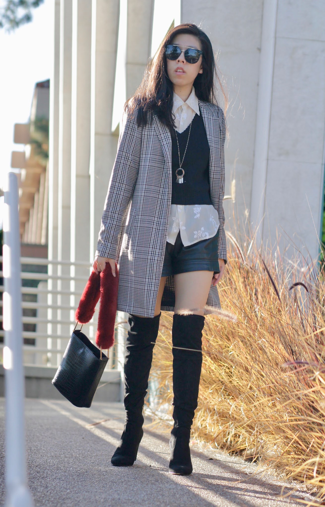 Black and Plaid Outfit Ideas_Ivy League Outfit Ideas_What to Wear to College in Fall_Cambridge Light Academia Outfit Ideas_Adrienne Nguyen