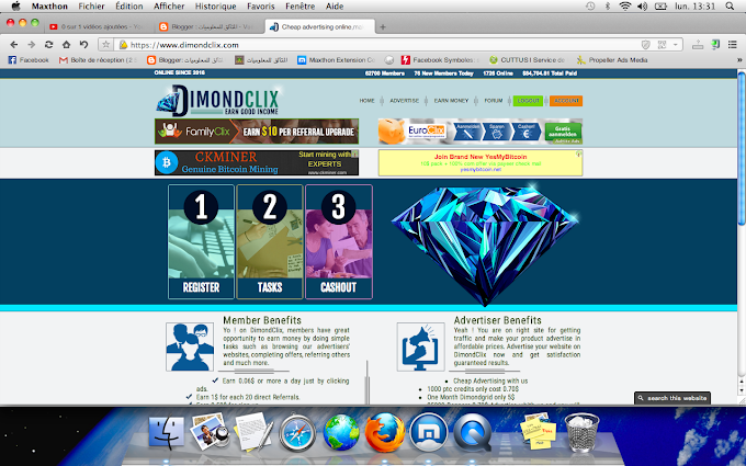 شرح موقع dimond clix لربح 10 دولارات في يوم واحد 