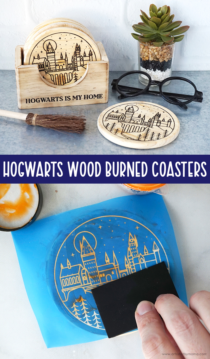 Hogwarts Wood Burned Coasters
