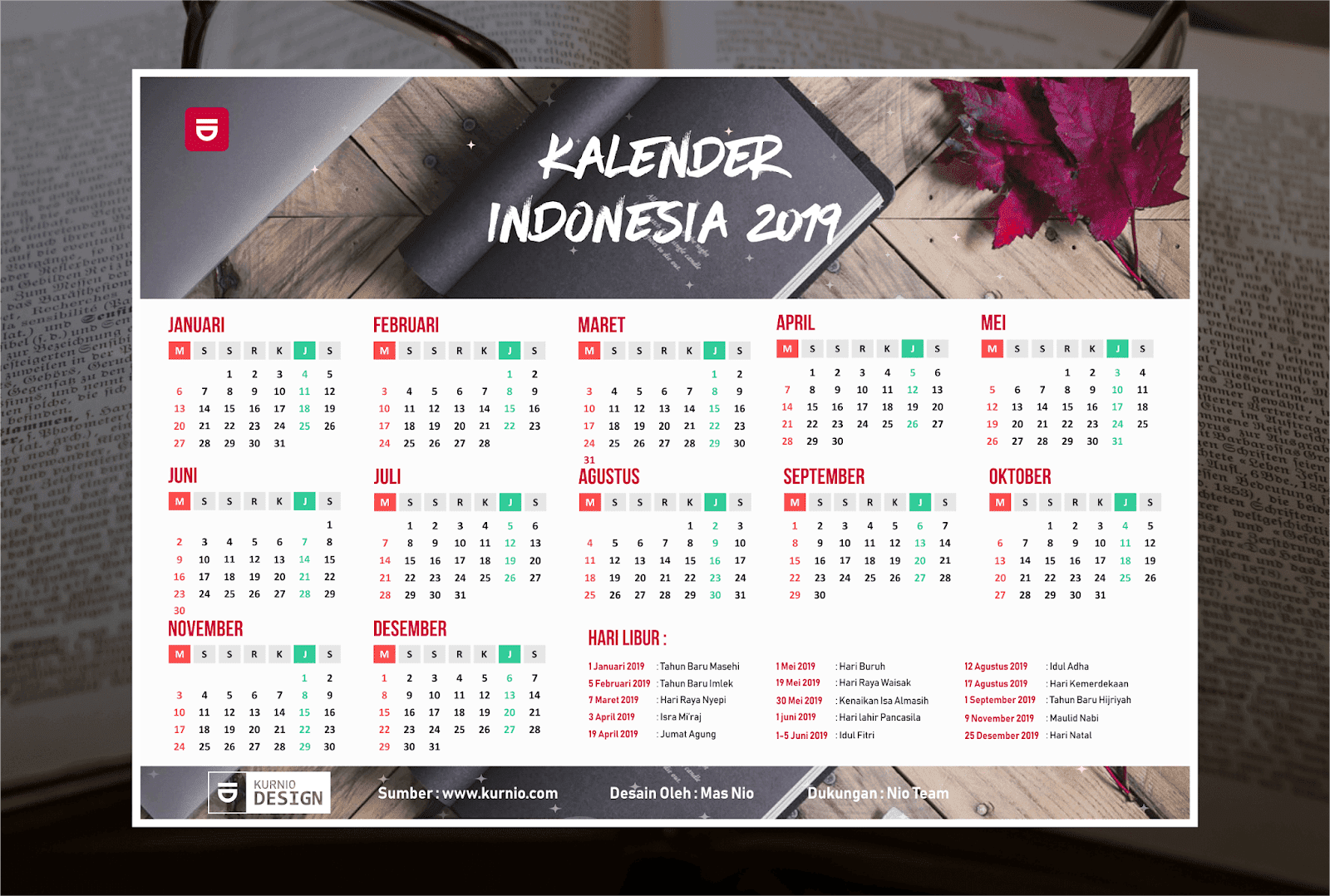 Kalender 2019 Lebaran Idul Fitri - Gambar Islami