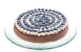 Chocolate blueberry cake whole close