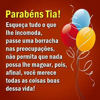 Mensagem de Parabéns para Tia.