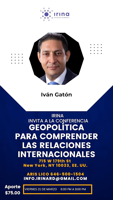 Iván Gatón ofrecerá conferencia sobre geopolitica en Nueva York