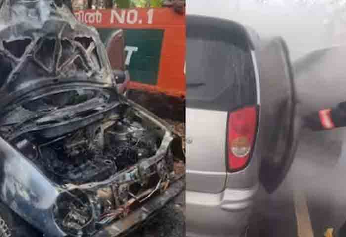 Thiruvananthapuram, News, Kerala, Accident, Car, Fire, Escaped, Thiruvananthapuram: Car catches fire.
