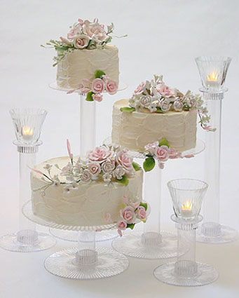 on tiered cake stands.