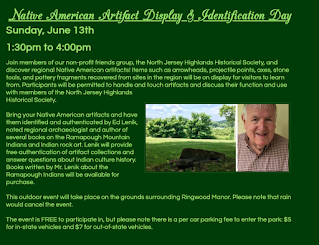 ative American Artifact Display & Identification Day with Ed Lenik at Ringwood Manor